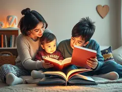 Parent-child reading time, the warm combination of family and books.