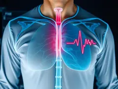 Medical illustrations of heart health checks and symptoms of palpitations.