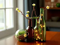 Create a creative vase using old bottles, effortlessly adding color and life to your home!