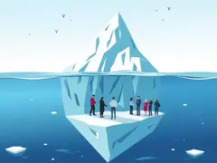 The iceberg metaphor illustrates the process of social interaction and the establishment of friendship.