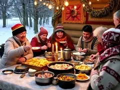 Traditional foods and family gatherings during the Winter Solstice celebrations