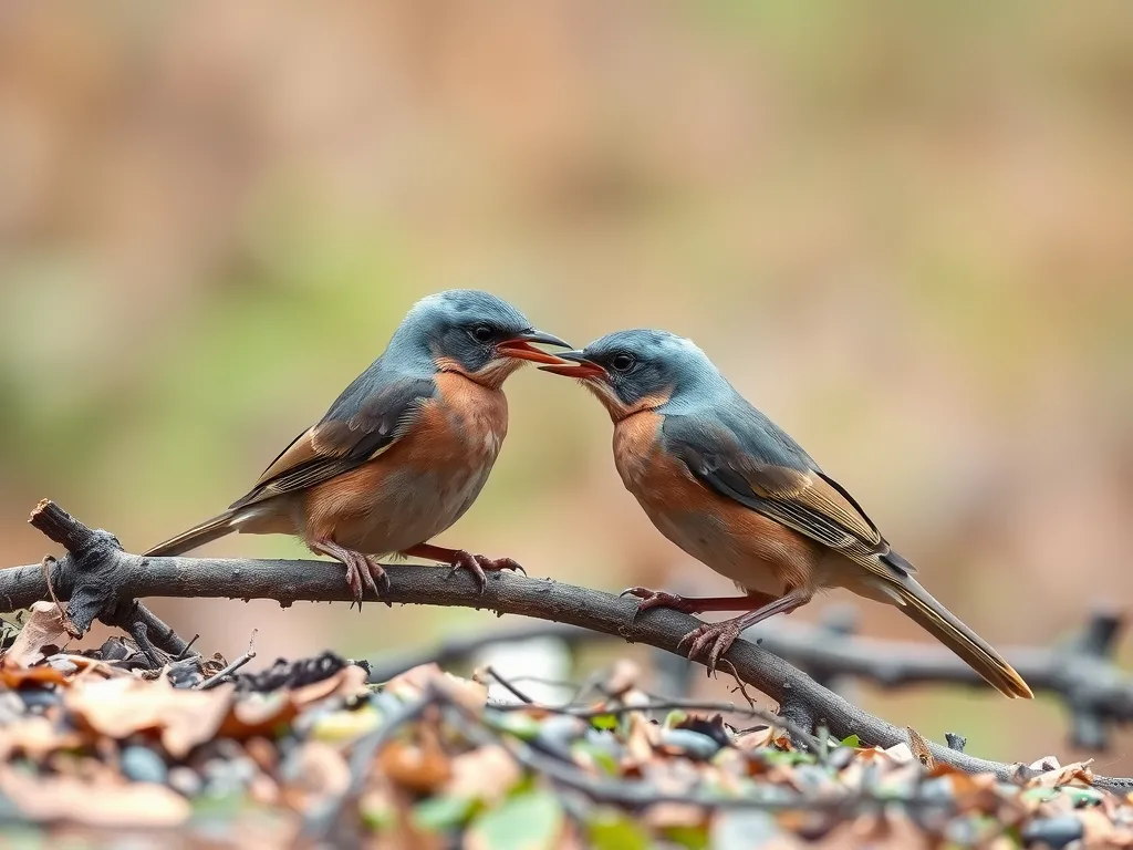 The natural courtship behavior of the gray-headed thrush in forest grasslands.