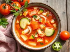 Create a homestyle version of classic Spanish cold soup: Experience the refreshing flavors of summer with simple ingredients!