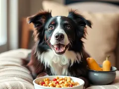 O cão pastor border collie desfruta de uma dieta saudável e de um ambiente de vida confortável.