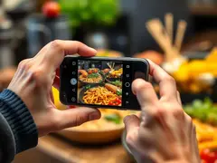 Exibição de fotografia de alimentos profissional, efeito HDR, profundidade de campo rasa, cores realistas, composição perfeita.